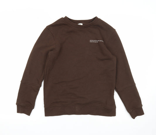 River Island Boys Brown Cotton Pullover Sweatshirt Size 9-10 Years Pullover
