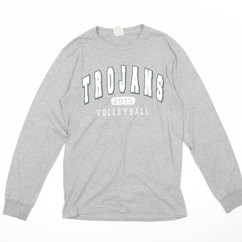JERZEES Mens Grey Polyester Pullover Sweatshirt Size S - Trojans Volleyball