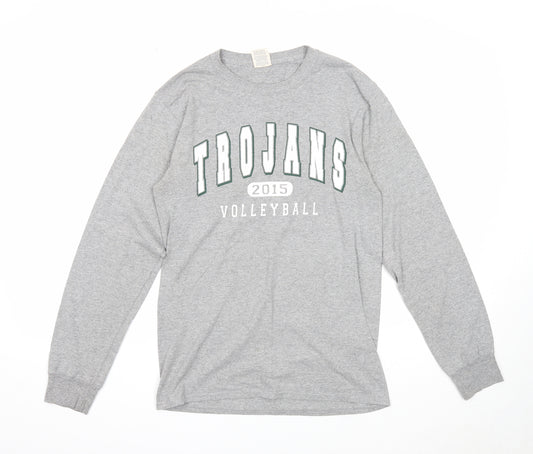 JERZEES Mens Grey Polyester Pullover Sweatshirt Size S - Trojans Volleyball