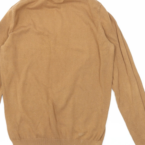 New Look Mens Beige Roll Neck Cotton Pullover Jumper Size XS Long Sleeve