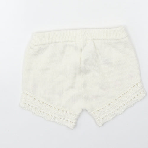 Sfera Girls White Cotton Sweat Shorts Size 4-5 Years Regular Drawstring - Strawberry Pattern