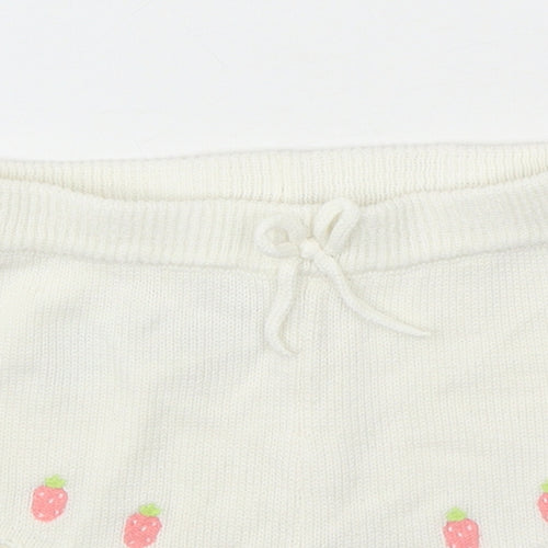 Sfera Girls White Cotton Sweat Shorts Size 4-5 Years Regular Drawstring - Strawberry Pattern