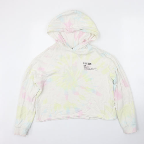 River Island Girls Multicoloured Cotton Pullover Hoodie Size 11-12 Years Pullover - Tie Dye