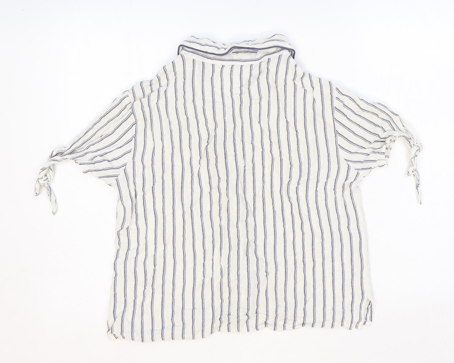 Love To Lounge Womens White Striped Viscose Basic Button-Up Size XS Collared