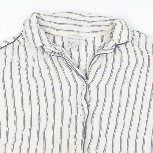 Love To Lounge Womens White Striped Viscose Basic Button-Up Size XS Collared