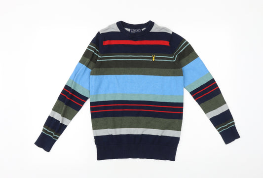 NEXT Boys Multicoloured Round Neck Striped 100% Cotton Pullover Jumper Size 11 Years Pullover