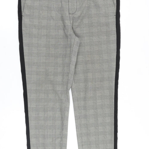 H&M Mens Grey Plaid Cotton Trousers Size 32 in Regular Zip - Side Stripe
