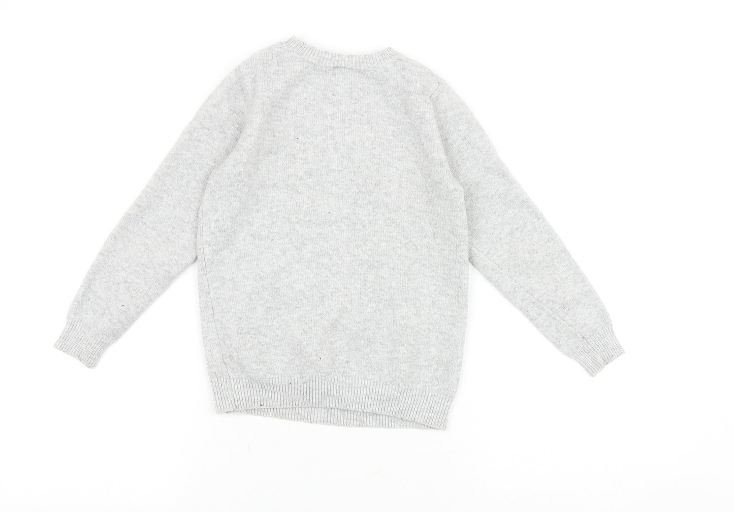 George Girls Grey Round Neck Cotton Pullover Jumper Size 7-8 Years Pullover - Christmas Penguin and Polar Bear