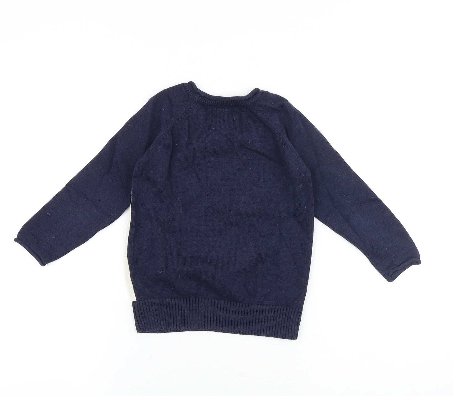 Jasper Conran Boys Blue Round Neck 100% Cotton Pullover Jumper Size 3-4 Years Pullover - Junior T