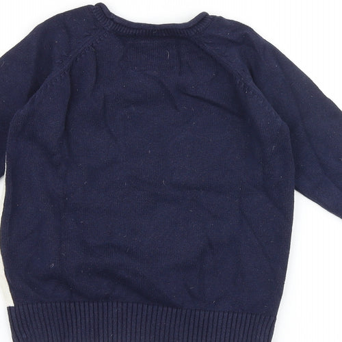 Jasper Conran Boys Blue Round Neck 100% Cotton Pullover Jumper Size 3-4 Years Pullover - Junior T