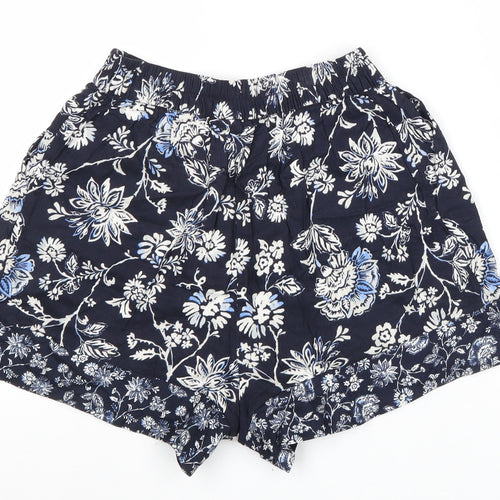 H&M Womens Blue Floral Viscose Bermuda Shorts Size 4 L15 in Regular Pull On