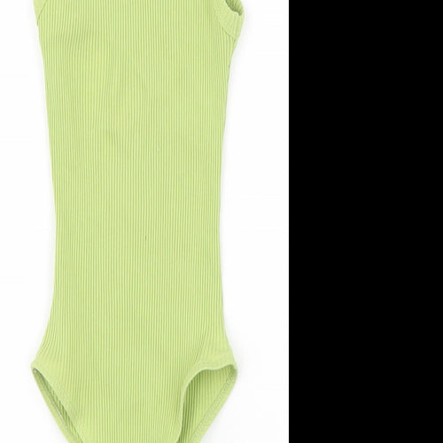 SheIn Womens Green Cotton Bodysuit One-Piece Size XS Snap - Ribbed
