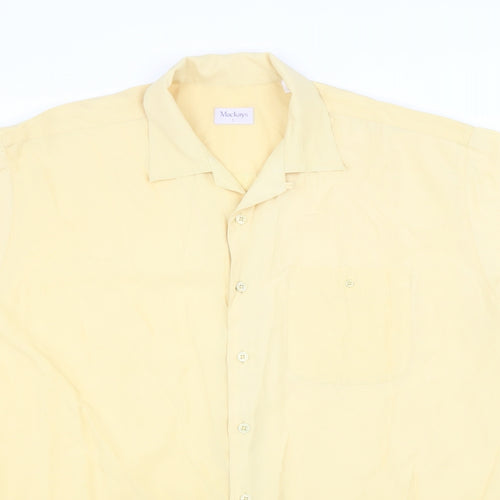 Mackays Mens Yellow Polyester Button-Up Size L Collared Button
