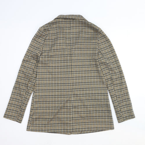Primark Womens Brown Plaid Cotton Jacket Blazer Size 8