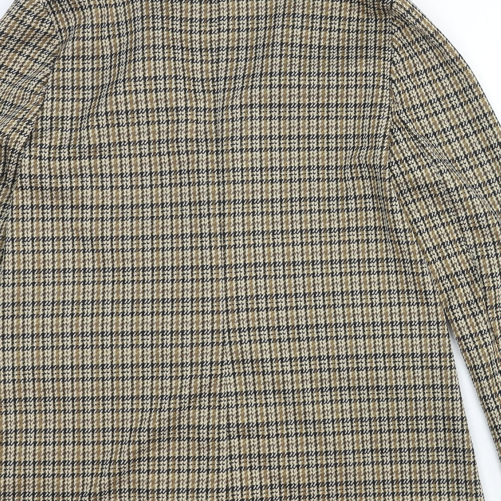 Primark Womens Brown Plaid Cotton Jacket Blazer Size 8