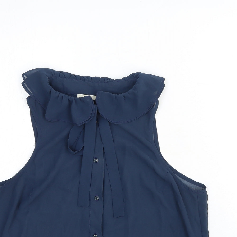 Pins & Needles Womens Blue Viscose Basic Button-Up Size S Collared
