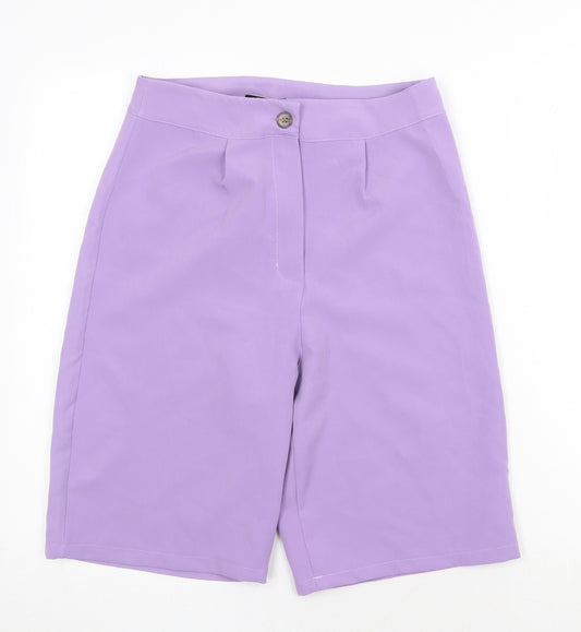 Boohoo Womens Purple Polyester Chino Shorts Size 8 Regular Zip
