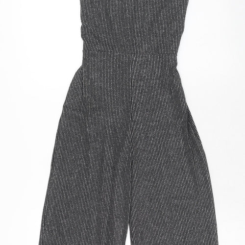 Matalan Girls Black Striped Polyester Jumpsuit One-Piece Size 12 Years Button