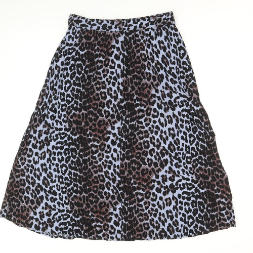 b.young Womens Blue Animal Print Viscose Peasant Skirt Size 10 - Leopard Pattern