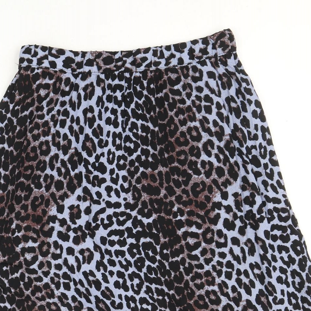 b.young Womens Blue Animal Print Viscose Peasant Skirt Size 10 - Leopard Pattern