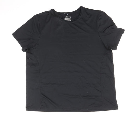 Primark Womens Black Polyester Basic T-Shirt Size 14 Scoop Neck Pullover