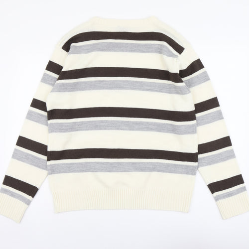 Jack & Danny's Mens Multicoloured Round Neck Striped Acrylic Pullover Jumper Size L Long Sleeve