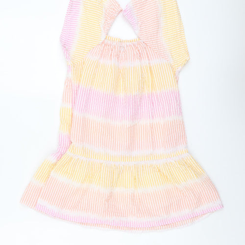 Primark Girls Multicoloured Striped Polyester A-Line Size 7-8 Years Off the Shoulder Pullover