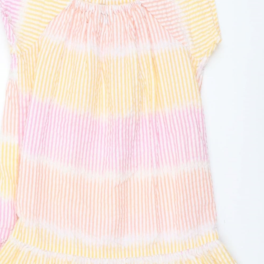 Primark Girls Multicoloured Striped Polyester A-Line Size 7-8 Years Off the Shoulder Pullover