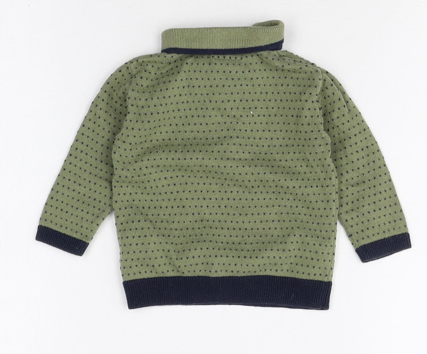 mamas & papas Boys Green Geometric 100% Cotton Basic Polo Size 0-3 Months Collared Button