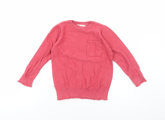 ZY Boys Red Round Neck Cotton Pullover Jumper Size 6-7 Years Pullover