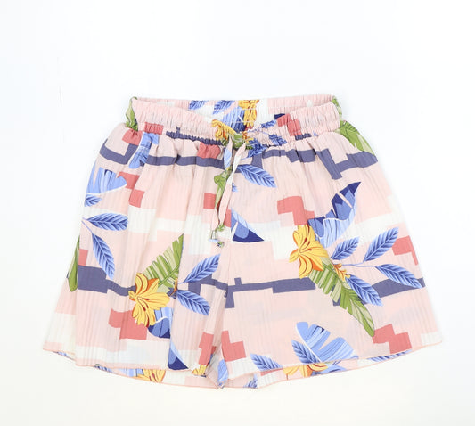 Preworn Womens Pink Geometric Polyamide Bermuda Shorts Size S Regular Drawstring - Plisse