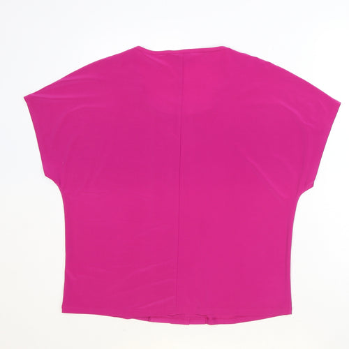 Nightingales Womens Pink Polyester Basic Blouse Size 14 Round Neck
