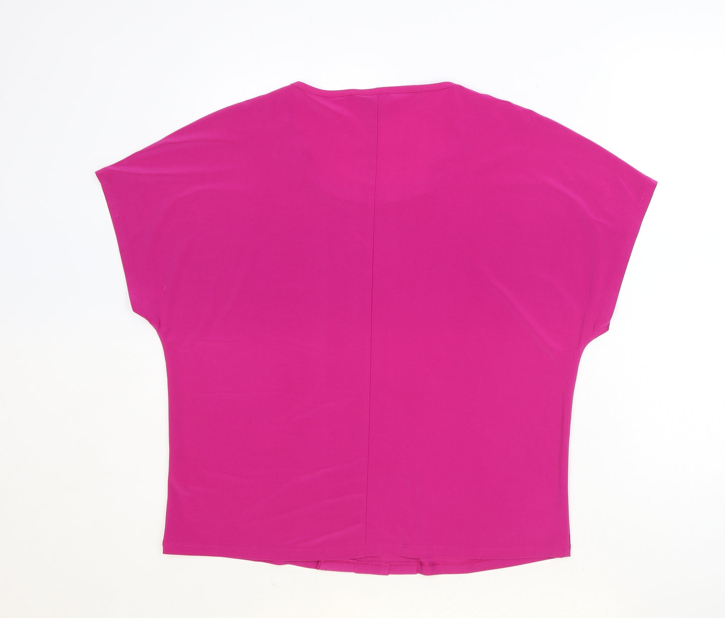 Nightingales Womens Pink Polyester Basic Blouse Size 14 Round Neck