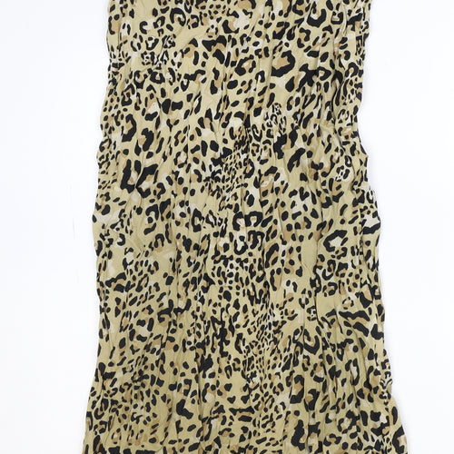 Seed Womens Brown Animal Print Viscose A-Line Skirt Size 12 Zip - Leopard Pattern