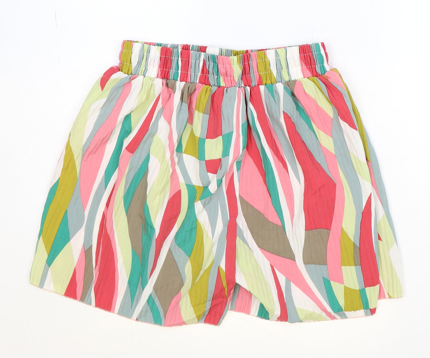 Preworn Womens Multicoloured Geometric Polyamide Basic Shorts Size S Regular Drawstring