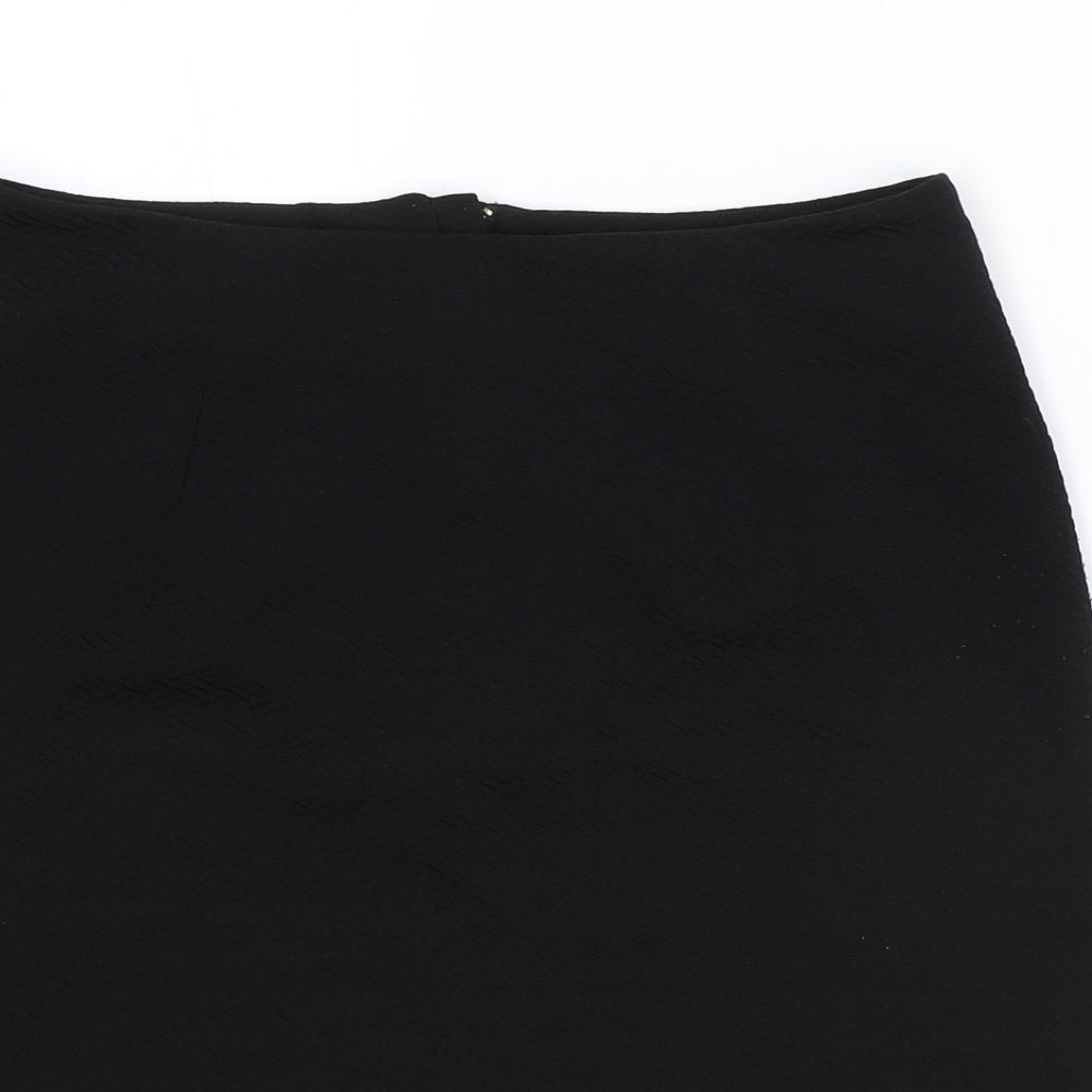 Uttam Boutique Womens Black Polyester Straight & Pencil Skirt Size 12 Zip