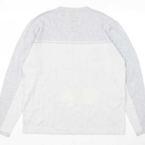 NEXT Mens Grey Round Neck Cotton Pullover Jumper Size L Long Sleeve - Colourblock