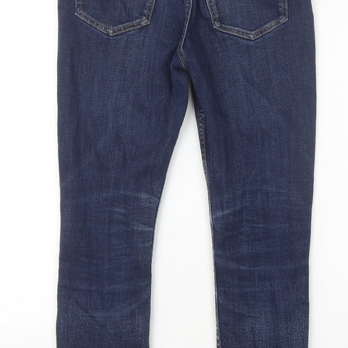 Marks and Spencer Girls Blue Cotton Straight Jeans Size 11-12 Years Slim Zip