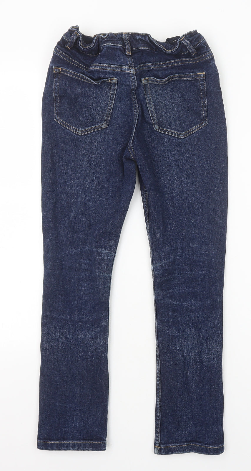 Marks and Spencer Girls Blue Cotton Straight Jeans Size 11-12 Years Slim Zip