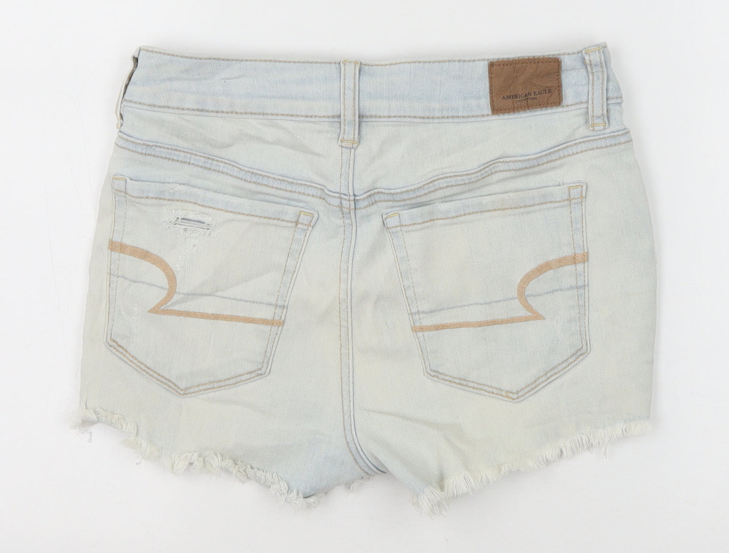 American Eagle Outfitters Womens Blue Cotton Cut-Off Shorts Size 6 Regular Zip