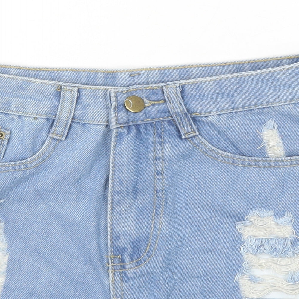 Preworn Womens Blue Cotton Cut-Off Shorts Size XS Regular Zip