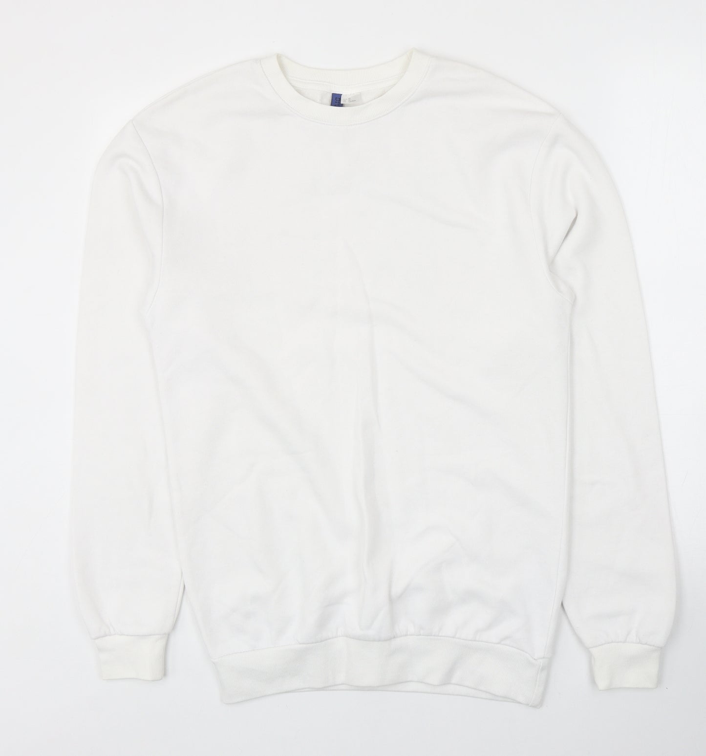 Divided by H&M Mens White Cotton Pullover Sweatshirt Size XS