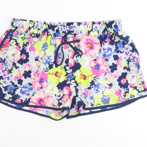 Atmosphere Womens Multicoloured Floral Polyester Sweat Shorts Size 12 Regular Drawstring