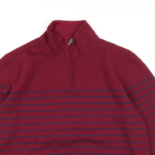 Club Room Mens Red Striped Cotton Pullover Sweatshirt Size L