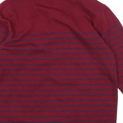 Club Room Mens Red Striped Cotton Pullover Sweatshirt Size L