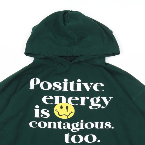 Preworn Mens Green Cotton Pullover Hoodie Size S - Positive Energy