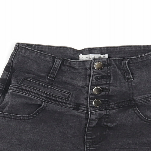 Denim & Co. Womens Black Cotton Sailor Shorts Size 8 Regular Button