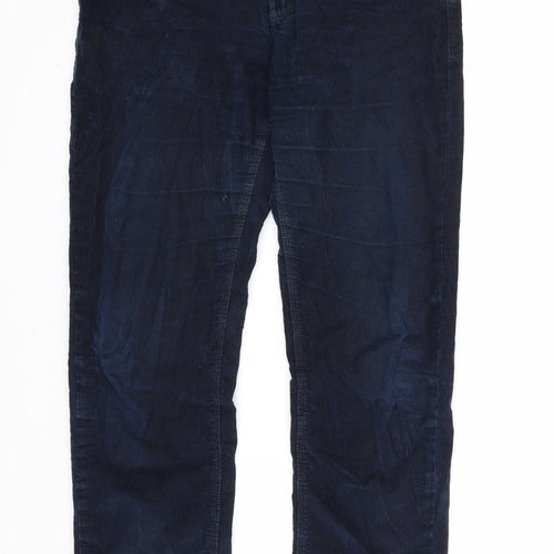 Massimo Dutti Womens Blue Cotton Trousers Size 12 Regular Zip