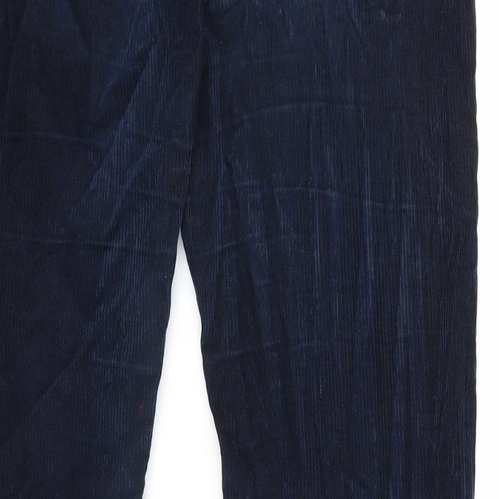 Massimo Dutti Womens Blue Cotton Trousers Size 12 Regular Zip