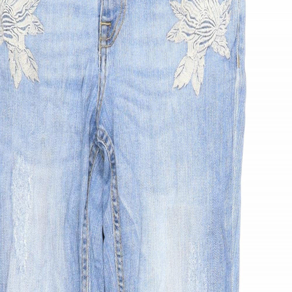 b.young Womens Blue Floral Cotton Skinny Jeans Size 27 in Regular Zip